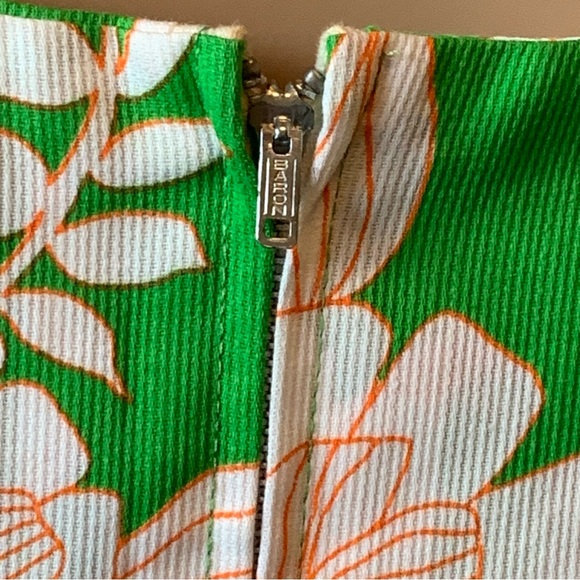 Vintage 60s Dash About Mod Scooter Dress Size M Floral Lime Green Bows - Picture 11 of 15